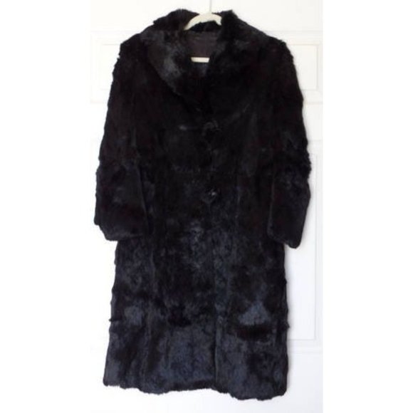 Vintage long black rabbit fur coat - Picture 2 of 6